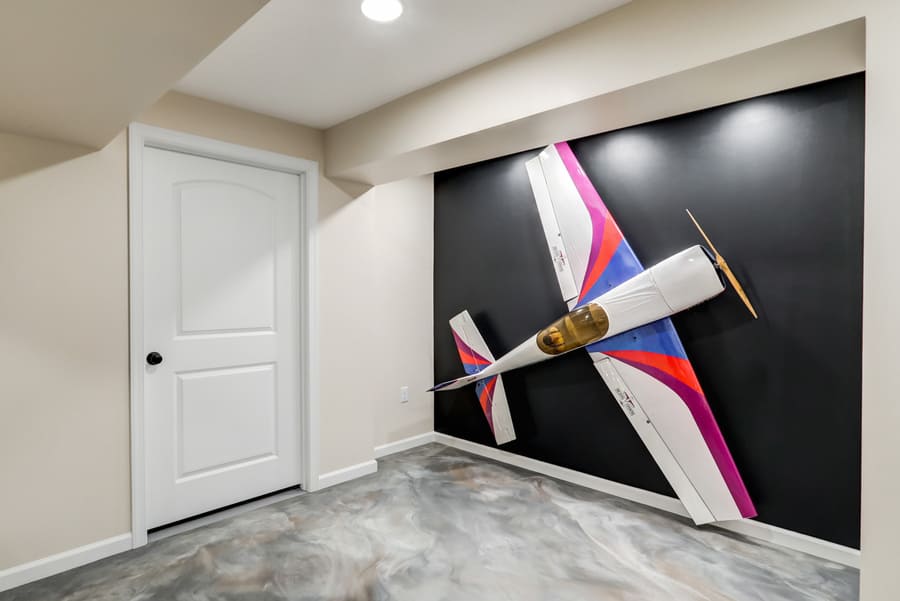 mounted model airplane in Elizabethtown Basement Remodel