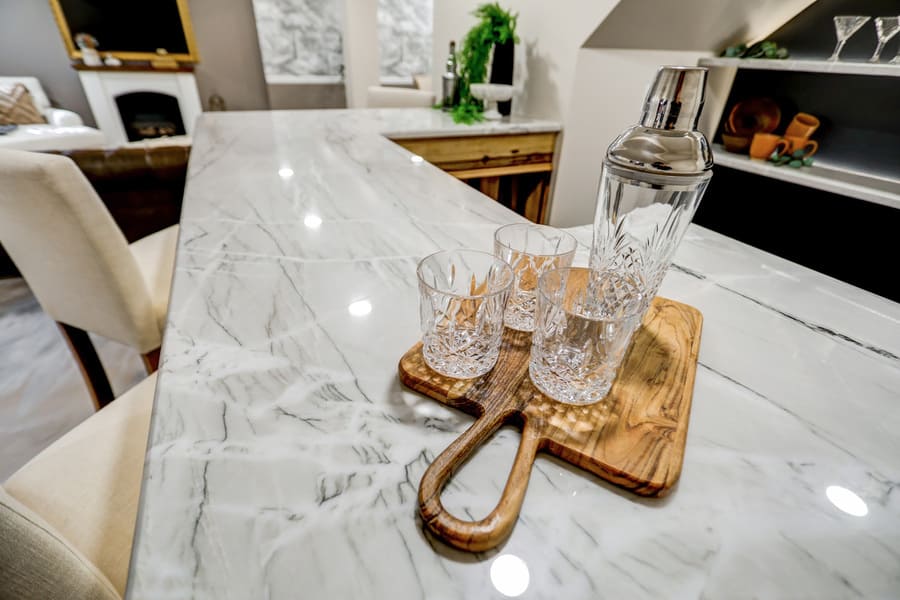 quartz countertop in Elizabethtown Basement Remodel bar