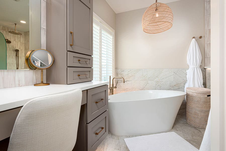 Lampeter-Strasburg Primary bathroom Remodel with freestanding bathtub