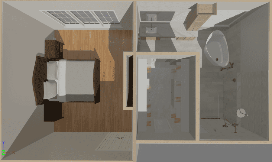 layout design rendering for bathroom remodel