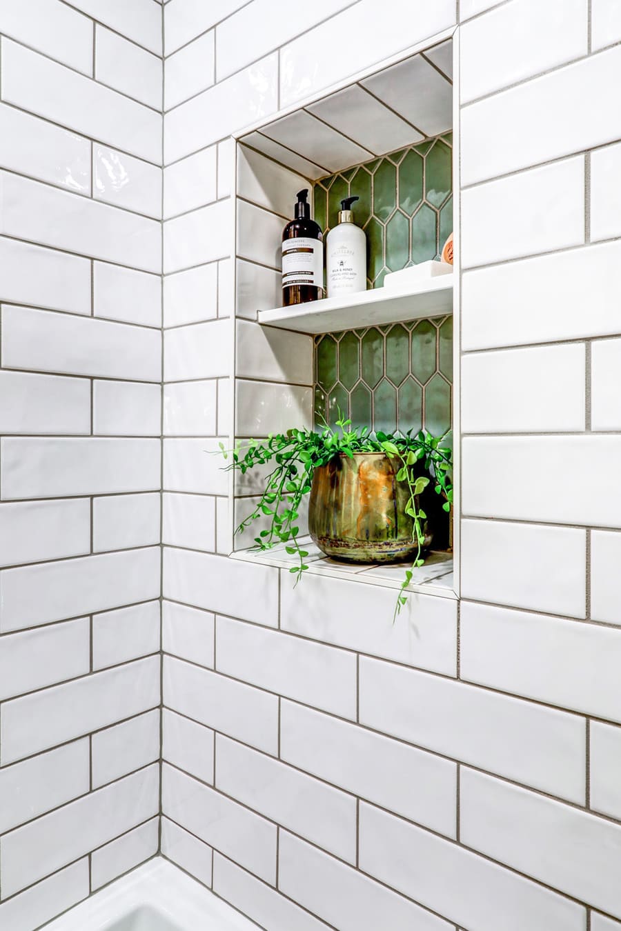 Shower niche in Manheim Township Primary Bathroom Remodel