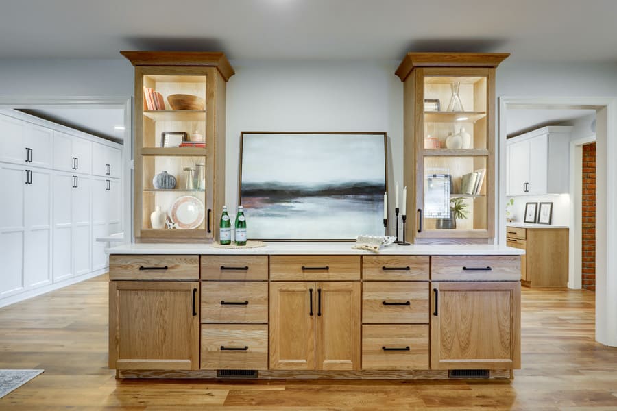 landisville dining room with storage cabients