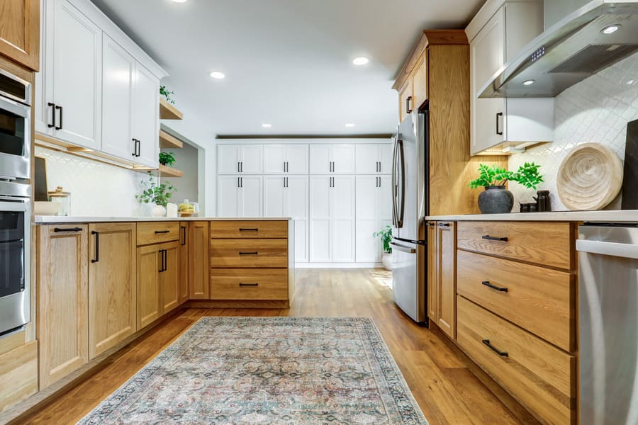 stained lower cabinets in Landisville Kitchen Remodel 