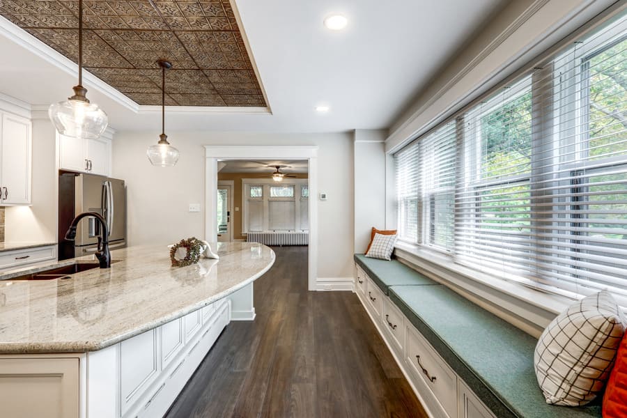 Lancaster Kitchen Remodel with large island and window seats