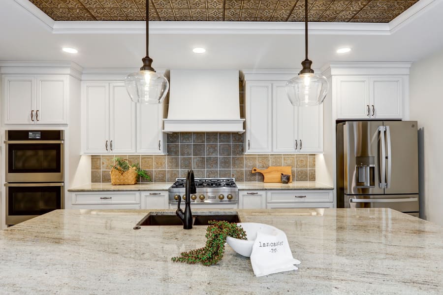 Lancaster Kitchen Remodel with white cabinets and large island