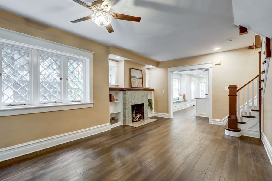 Lancaster living room remodel with fireplace