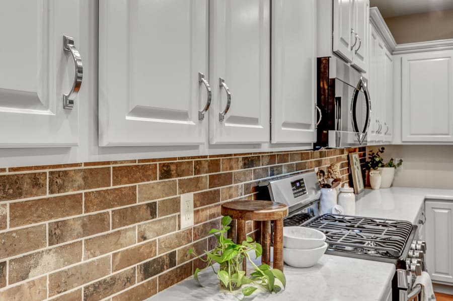 brick backsplash in Lampeter-Strasburg kitchen refresh