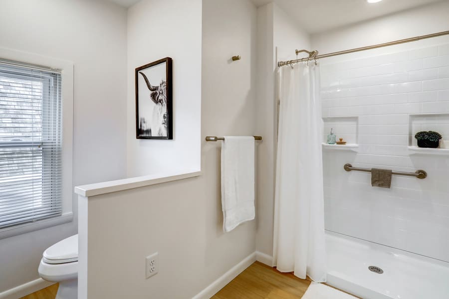 Lancaster Historic home bathroom addition with half privacy wall