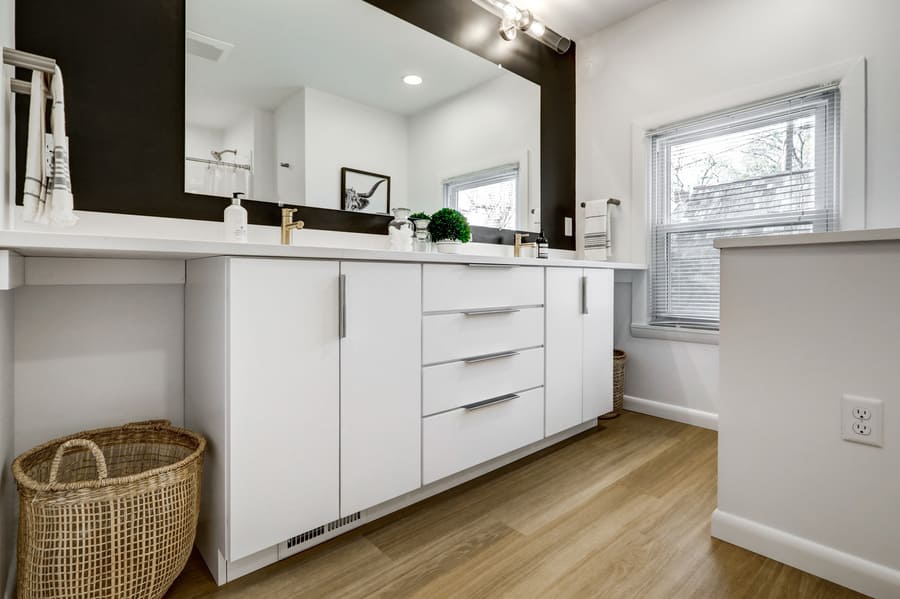 Lancaster Historic home bathroom addition with white cabinets