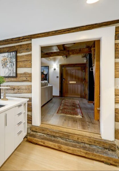 entrance from kitchen to Lancaster Historic Home Living Room Remodel 