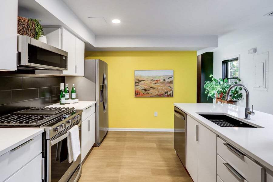 Lancaster Historic Home Kitchen Remodel with yellow accent wall